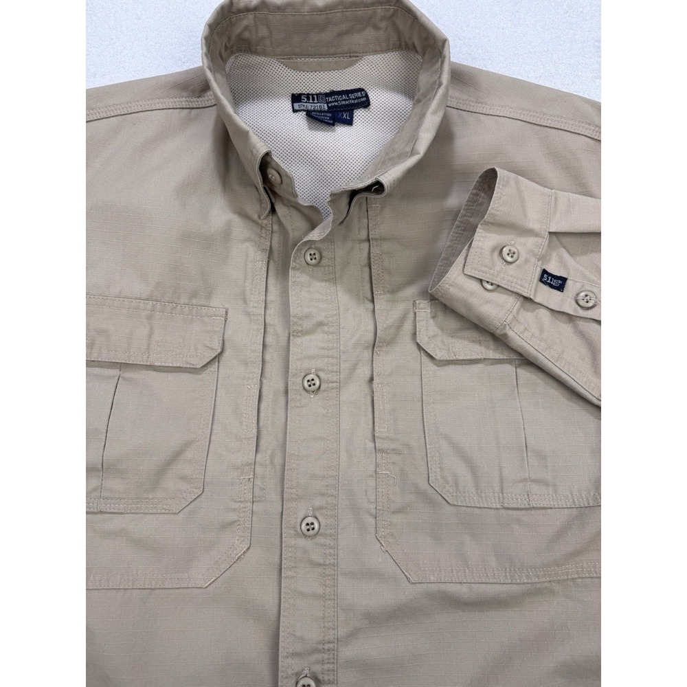 5.11 Tactical Taclite Pro Shirt Men Khaki 2XL Ripstop Pockets L/S Utility
